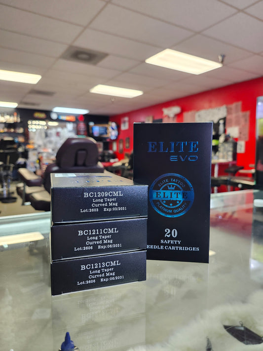 Elite EVO Tattoo Needle Cartridge Bundle – Black & Grey Pack (9CM, 11CM, 13CM)
