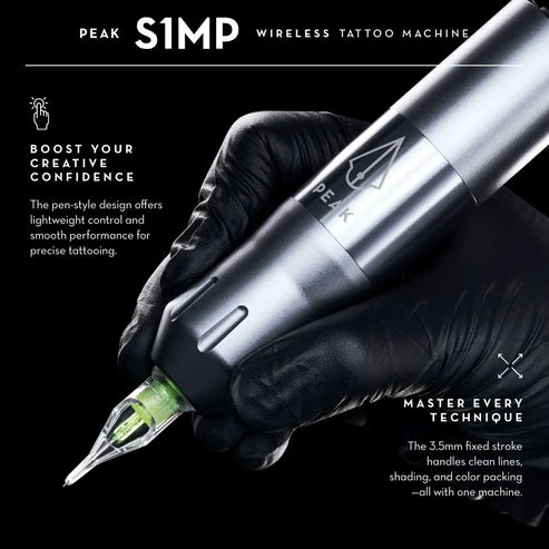 Peak S1-MP Wireless Tattoo Machine – 3.5mm Stroke, USB-C, Aluminum Body