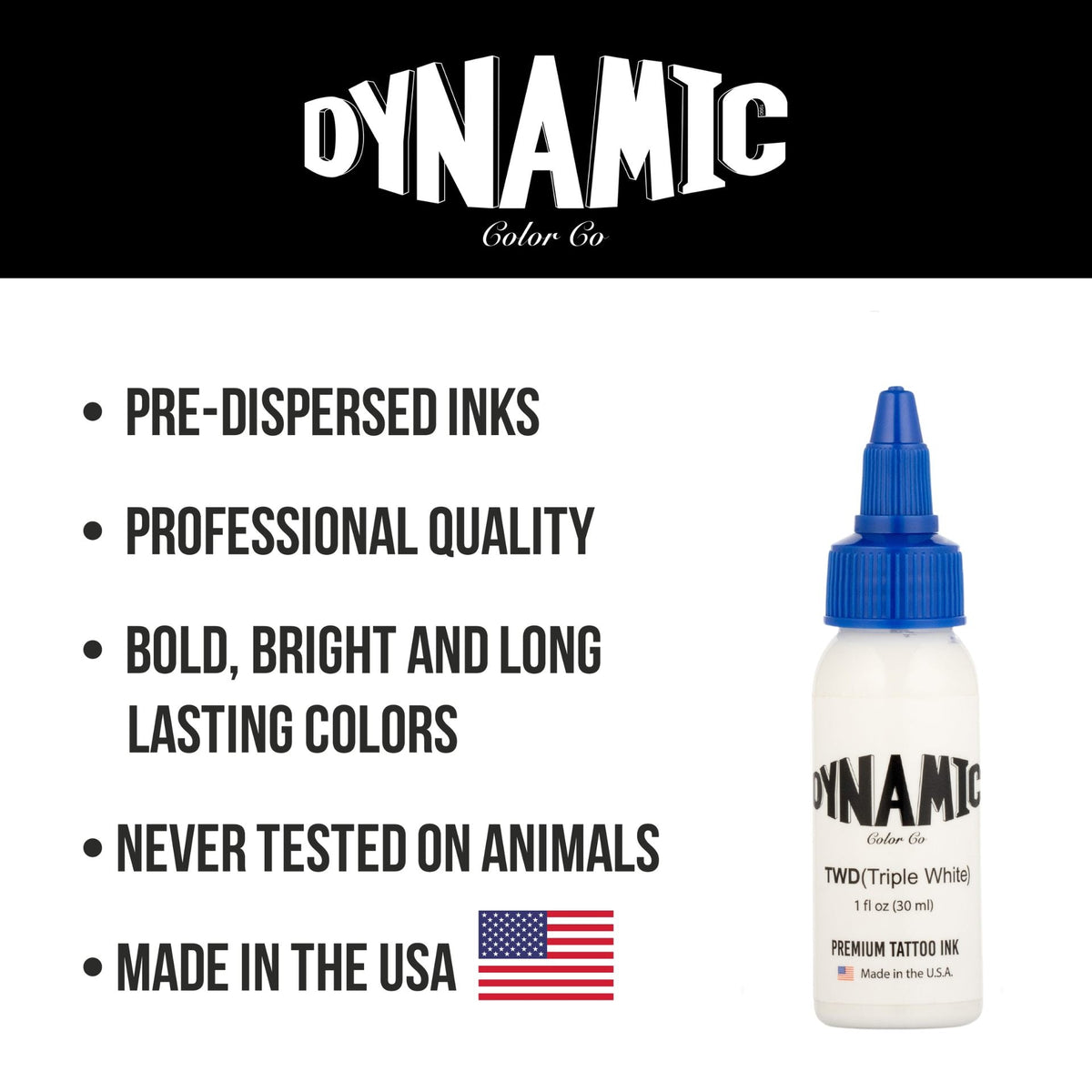 Dynamic Triple White Tattoo Ink – Pre-Dispersed, Bold Pigment 1oz